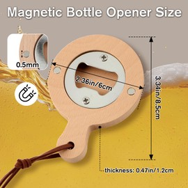 24 Pcs Magnetic Bottle Openers, Bulk Fridge Bamboo Wooden Beer Opener with Lanyard, 2.5" Magnet Refrigerator Sticker Gift for DIY Decoration, Beer Lover, Wedding, Bar, Party