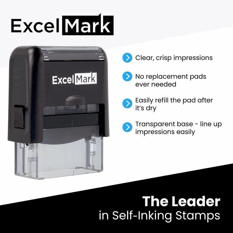 ExcelMark Custom Self-Inking Stamp - Up to 2 Lines -