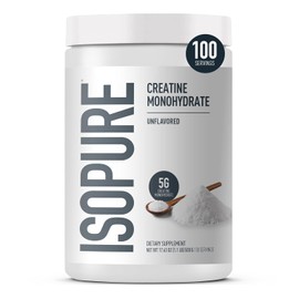 Isopure Monohidrato de creatina en polvo 100 puro, sin azcar, sin sabor, 0.18 oz de monohidrato de creatina por porcin, 1.1 libras, 100 porciones (el 