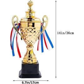 Large Winner Trophy - Winner Trophy 36 cm High, Golden Trophy for Sports Tournaments, Competitions, Award Ceremonies & Party Gifts (36 x 18 x 9.5 cm)