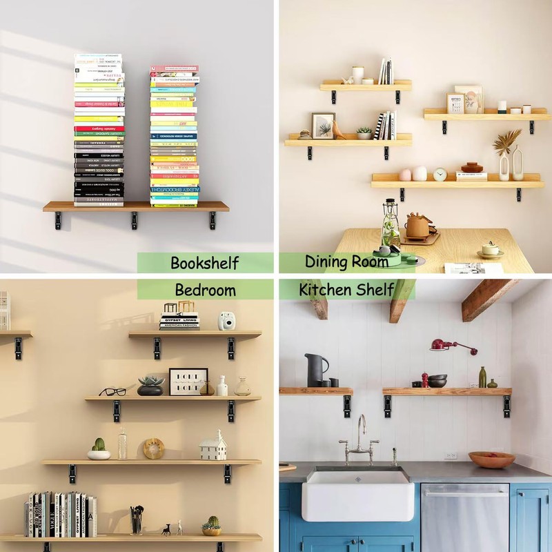 Folding Shelf Brackets, 12 Inch 4 Pcs Heavy Duty Wall