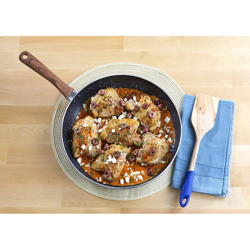 IMUSA USA Woodlook 12" Black Stone Fry Pan Handle and