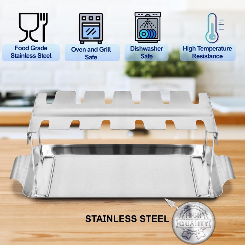 Chicken Leg Rack for Grill with Drip Tray - 12