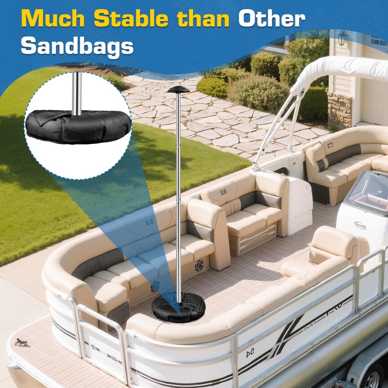 Fuprosico Pontoon Cover Support Poles with Ring Sandbag Much More