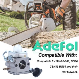 Carburettor for STIHL BG86 BG86 C BG56 SH86 Leaf Blower, ADEFOL BG 86 Carburettor with Gasket + Spark Plug + Fuel Filter + Fuel Hose + Spark Plug Replacement Parts Leaf Buster Accessories