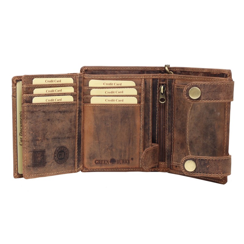 GREEN BURRY trifold wallet brown /biker