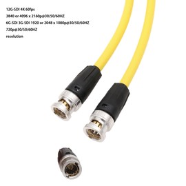 HangTon 12G 4K SDI Video Cable BNC to BNC for ARRI RED Blackmagic Sony Canon Camera Teradek Vaxis Hollyland SmallHD Atomos Monitor Shielded 10m Yellow
