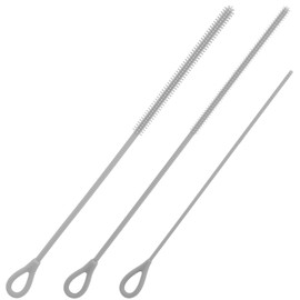 3pcs Extra Long Silicone Straw Brush, 3/6/9mm Reusable Bendable Straw Cleaning Brush with Steel Core & Non-Slip Handle for Bottles Cups Tubes (Gray)