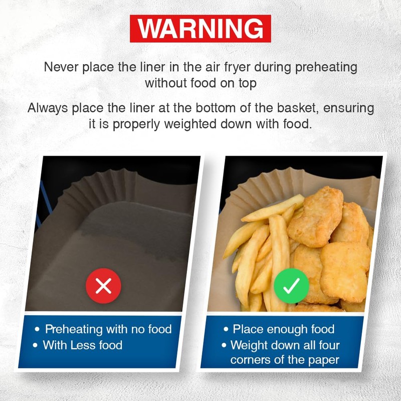 ANSIO Air Fryer Paper Liners – 100 PCS Square Disposable