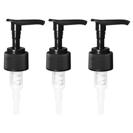 3 x Pump Dispenser Bottle Top Replacement Screw Pump Head With Long Tube and Twist Lock for Shampoo, Conditioner, Liquid Hand Soap, Shower Gel, Body Wash, Lotion, Standard Neck Fit 28-410, Black