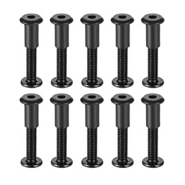 sourcing map Screw Post Fit for 5/16"(8mm) Hole Dia, Male M6x40mm Binding Bolts Leather Fastener Carbon Steel Black 10 Sets