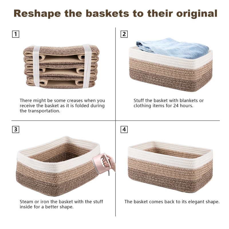 OIASKET 3 Pack Small Storage Baskets for Organizing, Cute Woven