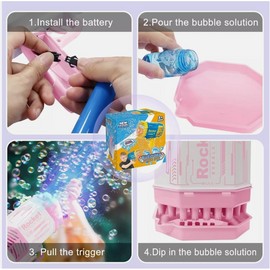 Automatic Bubble Maker Gun 69 Hole Bubble Machine Gun with Colorful Lights BLUE