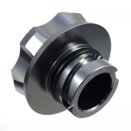 Unbranded Gunmetal Billet Racing Engine Oil Cap Filler Turbo Emblem For Ford 1/4 Turn Lock