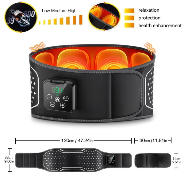 Unbranded Lumbar Massager Heated Waist Belt Wrap Back Massager with