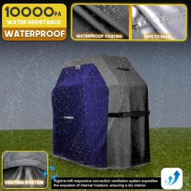 LIBZAKI Grill Cover 420D Waterproof, Weather Resistant, Rip-Proof, Anti-UV, Fade Resistant,Gas Grill Cover for Weber,Char Broil,Nexgrill Grills, etc.52 inches-Blue/Gray
