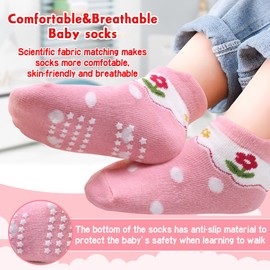 HYzgb Toddler Socks Girls with Grippers 3T 4T 5T 12 Pairs Non Slip Ankle Socks for Toddler Kids Cotton Little Kids 3-4-5 Years Old All Seasons Wearing (Strawberry Style)