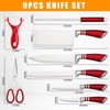 Kitchen Knife Set, 9-Piece Red Knife Set with Acrylic Block,