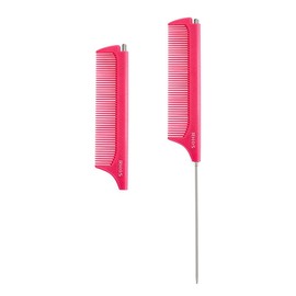 RHOS Comb Comb, For Children, Women's, Popular, Retractable, Portable, Pocket Hair Comb, Anti-Static, Styling, Hairbrush, Sarong, Hairdresser, Home Use (Pink)