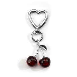 MUCOOS Cherry Keychain, Elegant and Fashionable Bag Pendant, Cute and Positive Gift, Keychain Gift for Female Friends，heart Shape Keyring