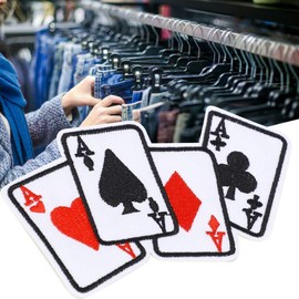5 Pcs Sewing Repair Patches, Poker Ace Clothes Patch Iron on Playing Card Embroidered Applique DIY T Shirt Fabric Cloth Sticker Art Sewing Notions Supplies