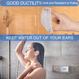 MORGLES 50 Pcs Ear Covers for Shower with 80 Pcs Shower Caps, Waterproof Ear Covers and Large Disposable Plastic Caps for Bathing, Hair Dye, Conditioning in Home Hotel Travel