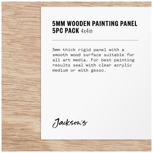 Jackson's : 5mm Wooden Painting Panel : 4x4in : Pack of 5