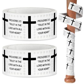 Pushglossy 2 Pcs Faith Cross Baseball Bat Grip Tapes 1.1mm Precut and Full Adhesive Softball Grip Tape,Non-Slip Baseball Bat Wrap Religious Cricket Batting Tape Replacement(Proverbs 3:5,White)