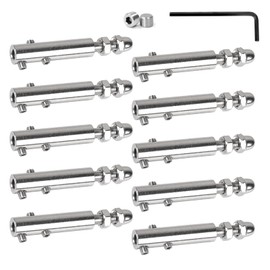 SUPAWAY Pack of 10 Cable Tensioner Wire Rope Clamp 6 mm Tension Terminal Stainless Steel Cable Tensioning Set with Threaded Pin and Allen Key Wire Rope Terminal for Fixing Tensioning Wire Ropes