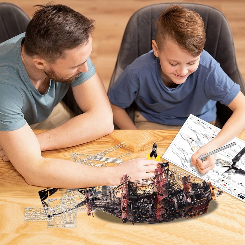 Piececool 3D Metal Puzzles for Adults, Red Queen Anne's Revenge