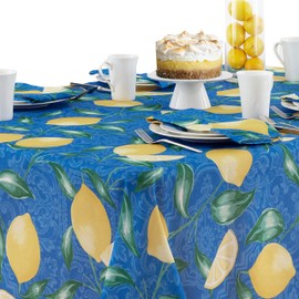 Newbridge Mediterranean Lemon Zest - Servilletas de tela para interiores y exteriores, diseño de limón, color azul y amarillo