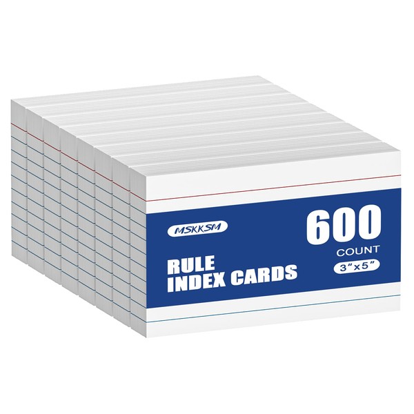 Index Cards 3x5 Inch - 600 Pack, Ruled Index Flash