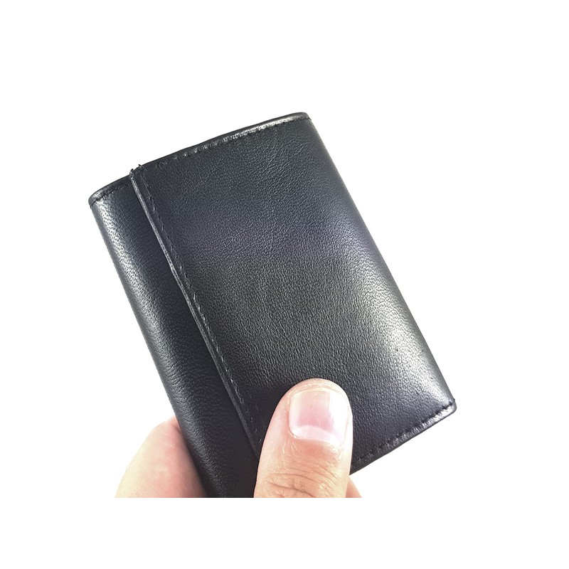 Black Leather Key Holder/Key Case Wallet Key Ring Soft Nappa