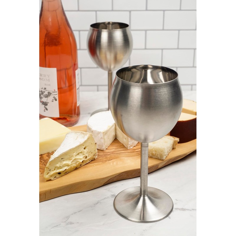 RSVP Endurance Stainless Steel Wine Glass, Set of 2