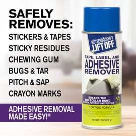 Motsenbocker's Lift Off 40211 11-Ounce, Label, and Adhesive Safely Removes Stickers, Glue, Decals, Duct, Weather Stripping Tape and More from Furniture, Tile, Wood, 11 oz, Clear