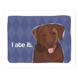 Pop Doggie Chocolate Lab Labrador Retriever Art - I Ate It Dog Art Poster Sign Prints with Funny Sayings - 11 by 14 inches