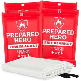 The Prepared Hero Emergency Fire Blanket - Simple and Easy to Use. Never Expires.:_4 Pack