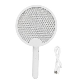 2 in 1 Electric Fly Swatter Rotatable Fly Killer Light Weight Fly Trap Lamp Racket for Home Outdoors Office