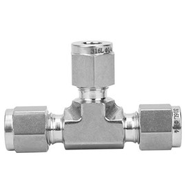 Codo de Compresión en T, Racores de Tubo, Conector Adaptador de Diámetro Igual, Forjado en Acero Inoxidable 316 SS-600-3 (1/4"), Componentes Auxiliare