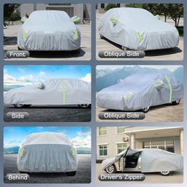 Waterproof Car Cover for 2001-2024 Toyota Prius, All Weather Outdoor Full Exterior Cover with Zipper Door & Windproof Bands for Rain Sun UV Dust Windproof Protection