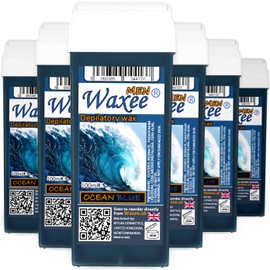 6 x 100ml roll on wax cartridge, roller wax refill, COLOPHONY FREE, Waxee (Roll on wax for Men)