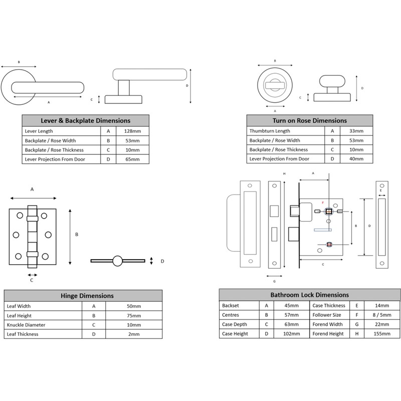HANDLEZONE® Columba Premium Door Handles on Rose Bathroom Lock Pack