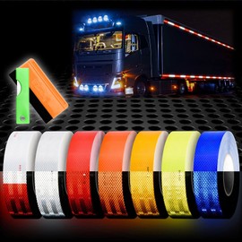 Free Tool Kit Red White DOT-C2 Approved 2" Inch x150 Foot Reflective Safety Tape Warning Caution Adhesive Conspicuity Marking Decal Sticker Roll Truck RV Trailer Boat ATV Construction