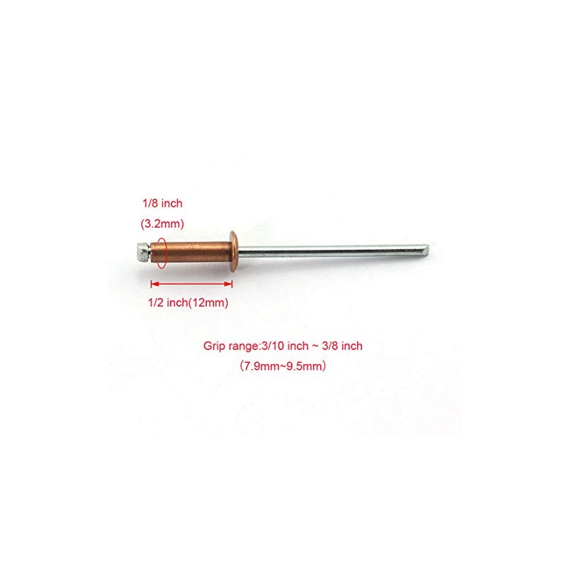 HJ Garden 25pcs 1/8 x 1/2 Inch (3.2x12mm) Red Copper
