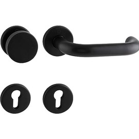 HOPPE Amsterdam Door Handle and Knob Fixed on Round Rosette PZ for Door Thickness 40-45 mm ÖNORM Fire Protection Stainless Steel Matte Black