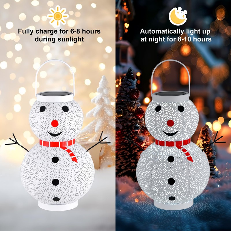 HEISOK Christmas Decorations Snowman Solar Lantern - Snowman Solar Hanging