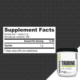 NutraBio 100% Pure Taurine Powder - 500 Grams by NutraBio