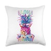 Aloha Colorful Pineapple Ewa Beach Hawaii Throw Pillow