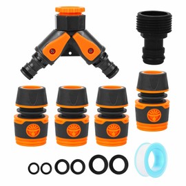 Dual Hose Connector 2-Way Garden Hose Diverter Y-Valve Hose Connector Independent On/Off with Dual Y-Valve Faucet Diverter, Faucet Quick Connector UK Standard Fitting for Outdoor Taps & Hoses