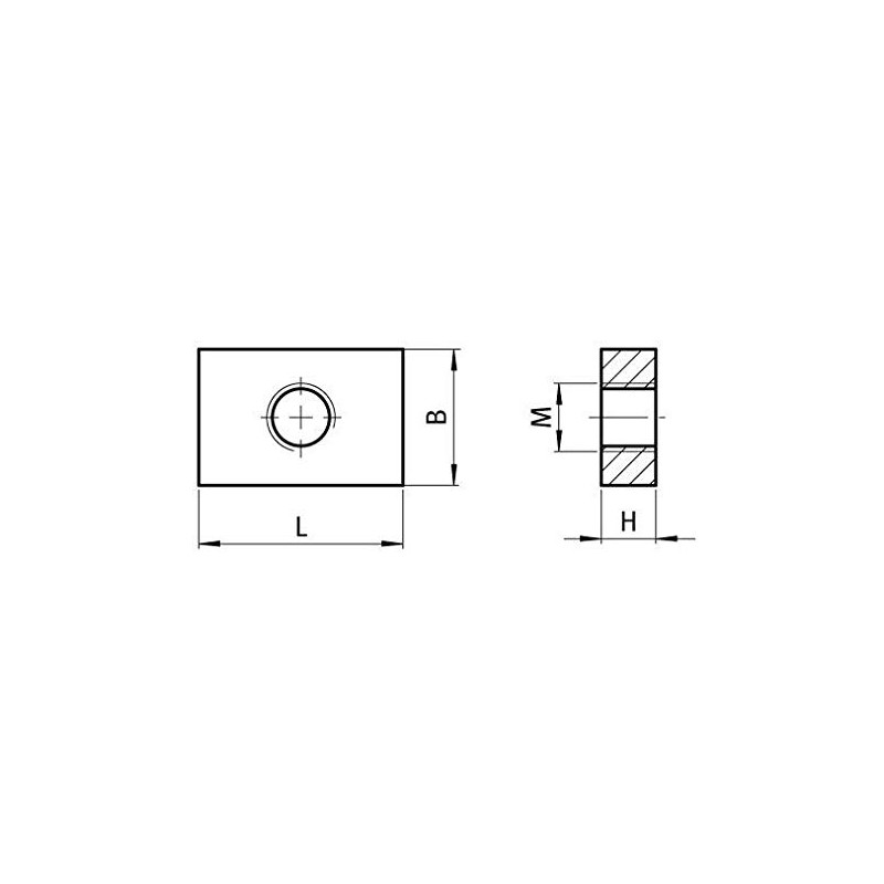 Threaded Plate 30 x 25 x 6 M8
